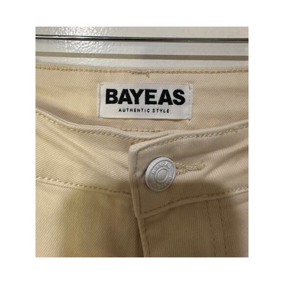 Bayeas High Rise Wide Leg Beige Cargo Jeans Size 26 NWT Stretchy Utility - Picture 7 of 14